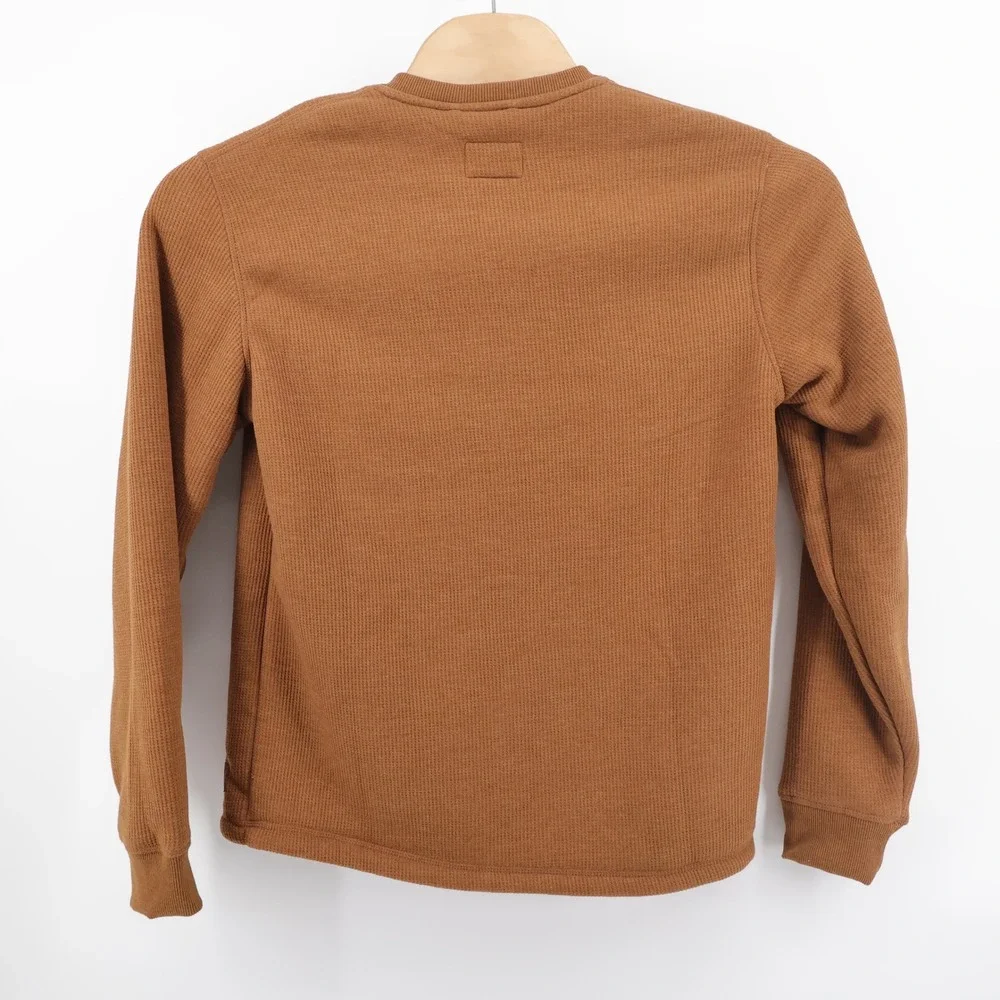NEW Coleman Bonded Waffle Sherpa Lined Henley Brown Long Sleeve Mens Medium